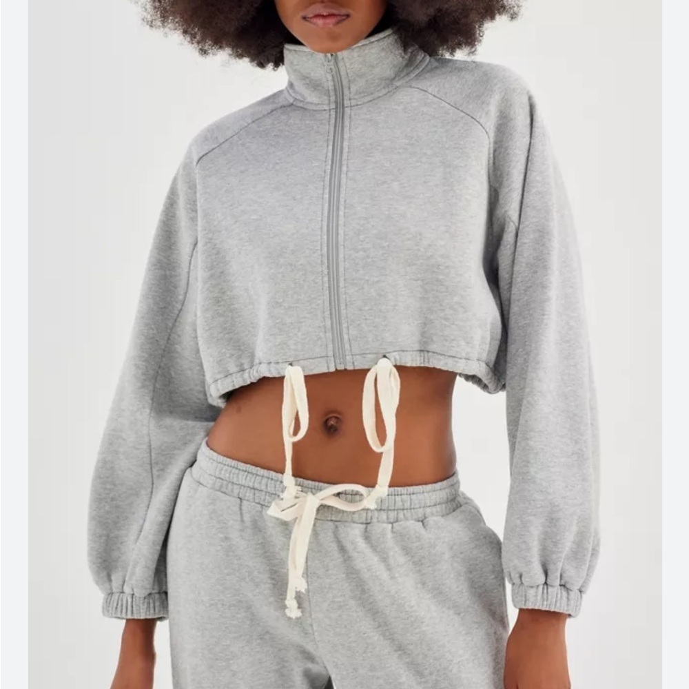 Urban Outfitters-Out From Under Shandi Cropped Track Jacket/Zip-up Sweatshirt-M